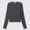 Fitted Raglan-Sleeved Top – Dark Grey
