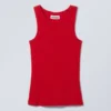Fitted Rib Tank Top – Red