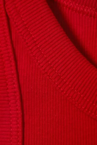 Fitted Rib Tank Top – Red