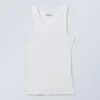 Fitted Rib Tank Top – White