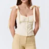 Fitted Ribbon Corset Top – Off-White