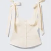 Fitted Ribbon Corset Top – Off-White