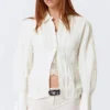 Fitted Ruched Waist Shirt – White