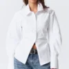 Fitted Ruched Waist Shirt – White