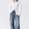 Fitted Ruched Waist Shirt – White