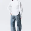 Fitted Ruched Waist Shirt – White