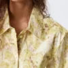Fitted Ruched Waist Shirt – Yellow Floral Print