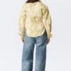 Fitted Ruched Waist Shirt – Yellow Floral Print