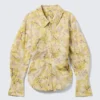 Fitted Ruched Waist Shirt – Yellow Floral Print