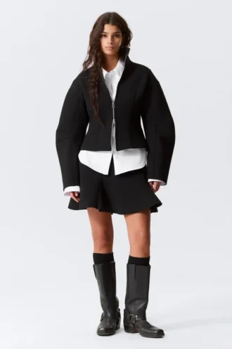 Fitted Scuba Zip Jacket – Black