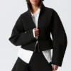 Fitted Scuba Zip Jacket – Black