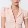 Fitted Short-Sleeved Resort Shirt – Striped Peachy Pink