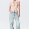 Fitted Short-Sleeved Resort Shirt – Striped Peachy Pink