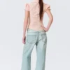 Fitted Short-Sleeved Resort Shirt – Striped Peachy Pink