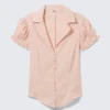 Fitted Short-Sleeved Resort Shirt – Striped Peachy Pink