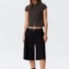 Fitted Short-Sleeved Zip Top – Dark Grey