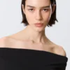 Fitted Sleeveless Off-Shoulder Top – Black