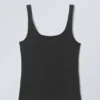 Fitted Square Neck Tank Top – Dark Grey