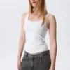 Fitted Square Neck Tank Top – White