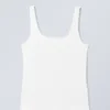 Fitted Square Neck Tank Top – White