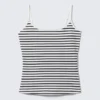 Fitted Strappy Scoop Neck Singlet – Black & White Stripe