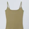 Fitted Strappy Scoop Neck Singlet – Khaki Green