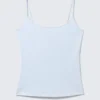 Fitted Strappy Scoop Neck Singlet – Light Blue