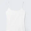 Fitted Strappy Scoop Neck Singlet – White