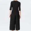 Fitted Three-Quarter Sleeve Top – Black