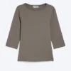 Fitted Three-Quarter Sleeve Top – Dusty Grey