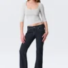Fitted Three-Quarter Sleeve Top – Grey Melange