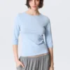 Fitted Three-Quarter Sleeve Top – Light Blue
