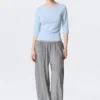 Fitted Three-Quarter Sleeve Top – Light Blue