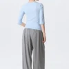 Fitted Three-Quarter Sleeve Top – Light Blue