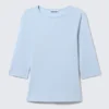 Fitted Three-Quarter Sleeve Top – Light Blue