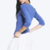 Fitted Three-Quarter Sleeve Top – Medium Blue