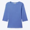 Fitted Three-Quarter Sleeve Top – Medium Blue