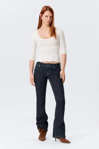 Fitted Three-Quarter Sleeve Top – Off-White