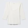 Fitted Three-Quarter Sleeve Top – Off-White