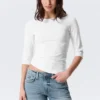 Fitted Three-Quarter Sleeve Top – White