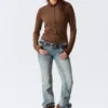 Fitted Turtleneck Top – Brown