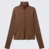 Fitted Turtleneck Top – Brown