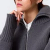 Fitted Turtleneck Wool Sweater – Dark Grey