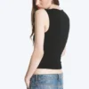 Fitted V-Neck Sleeveless Top – Black