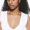 Fitted V-Neck Sleeveless Top – White
