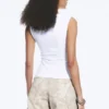 Fitted V-Neck Sleeveless Top – White