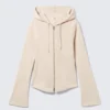 Fitted Zip Hoodie – Dusty Cream