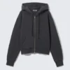 Fitted Zip Hoodie – Washed Black