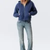 Fitted Zip Hoodie – Washed Dark Blue