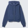 Fitted Zip Hoodie – Washed Dark Blue